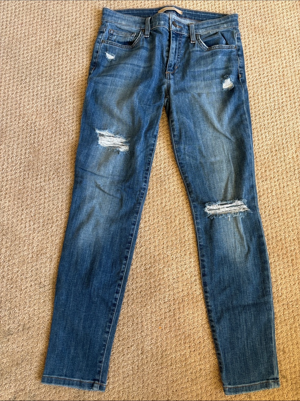 EUC Joe’s Dara Distressed Blue Denim High-Rise Crop Jeans